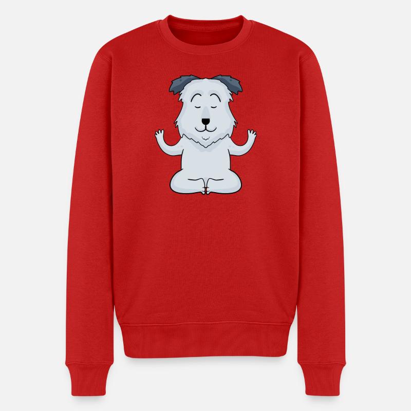 Yoga - Berger des Pyrénées Hund Motiv - Männer Premium Bio Pullover - Rot