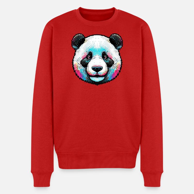 Panda - Männer Premium Bio Pullover - Rot