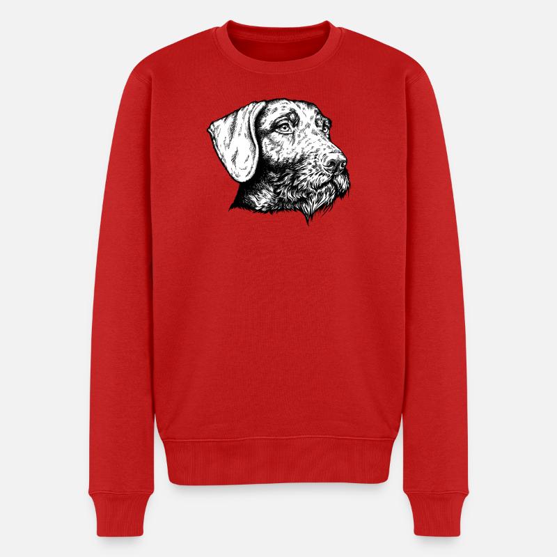 Deutsch Drahthaar Portrait - Männer Premium Bio Pullover - Rot