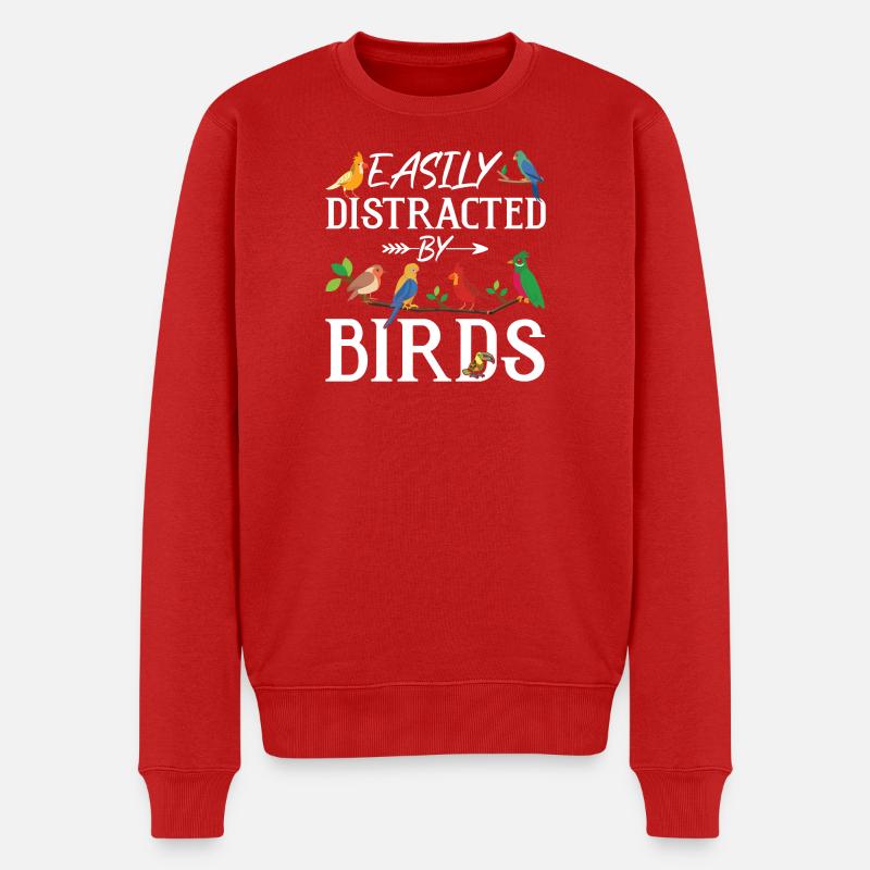 Facilement distrait par les oiseaux - Pull Premium bio Homme - rouge