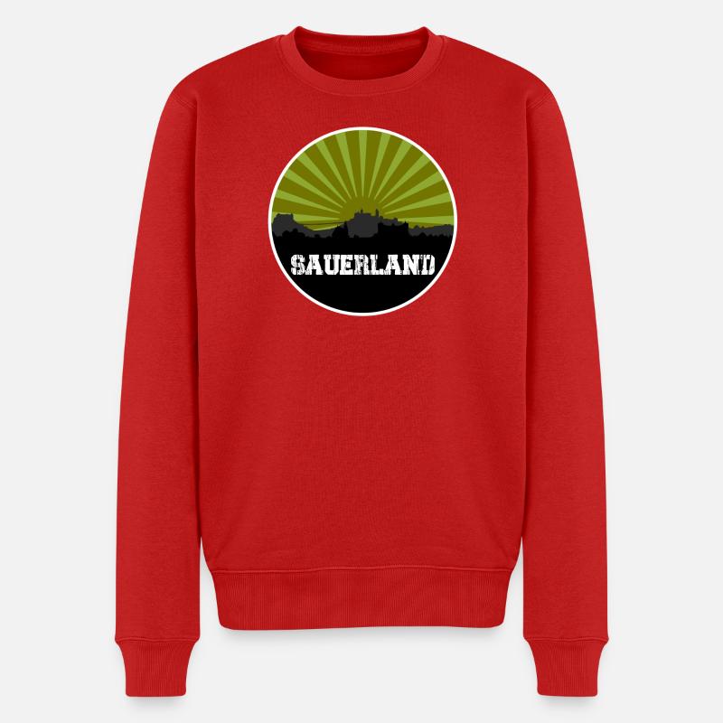 Sauerland Retro Skyline - Männer Premium Bio Pullover - Rot