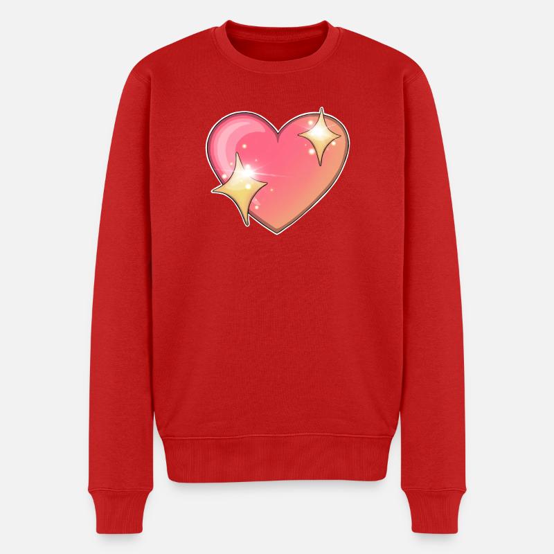 Funkelndes Herz Emblem Design - Männer Premium Bio Pullover - Rot