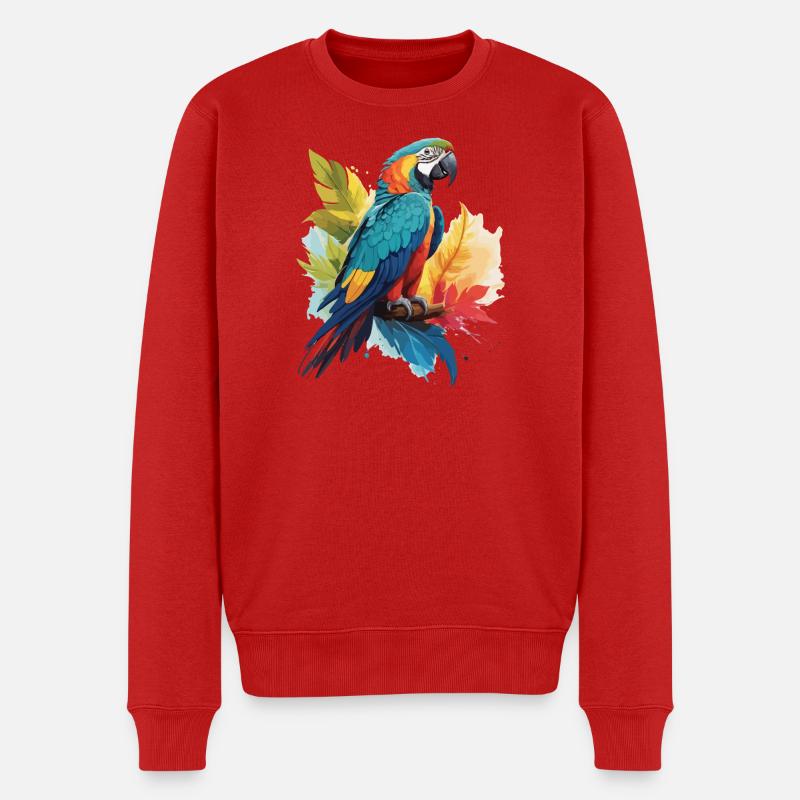 Bunter Papagei - Männer Premium Bio Pullover - Rot