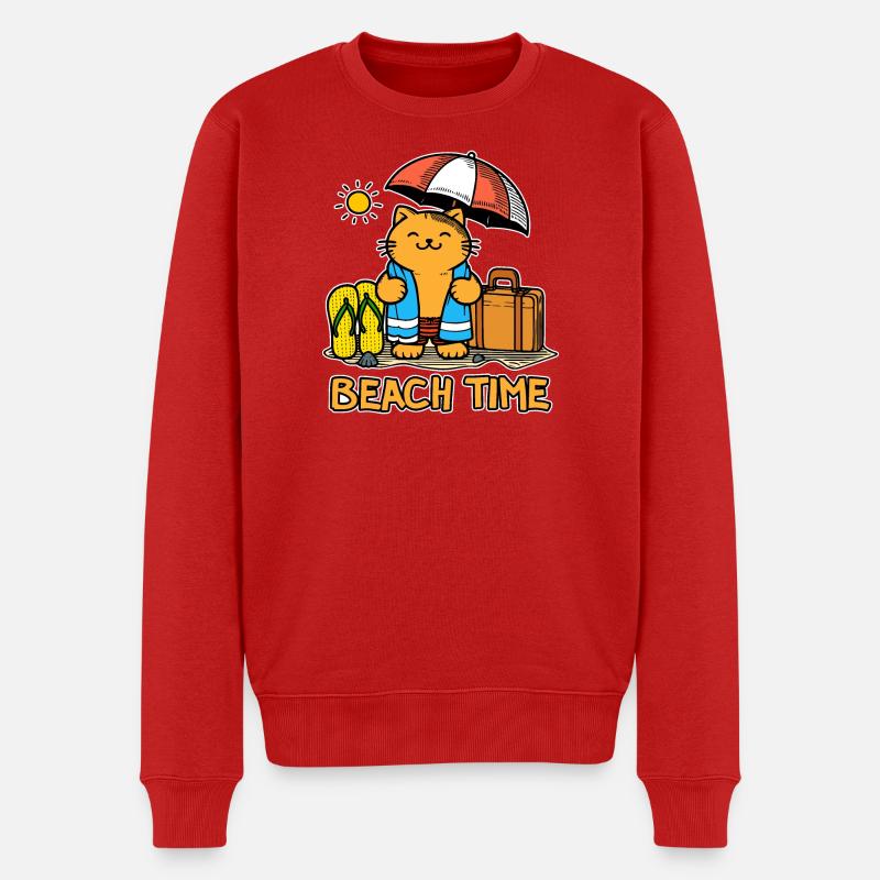 Strandzeit 1 - Männer Premium Bio Pullover - Rot