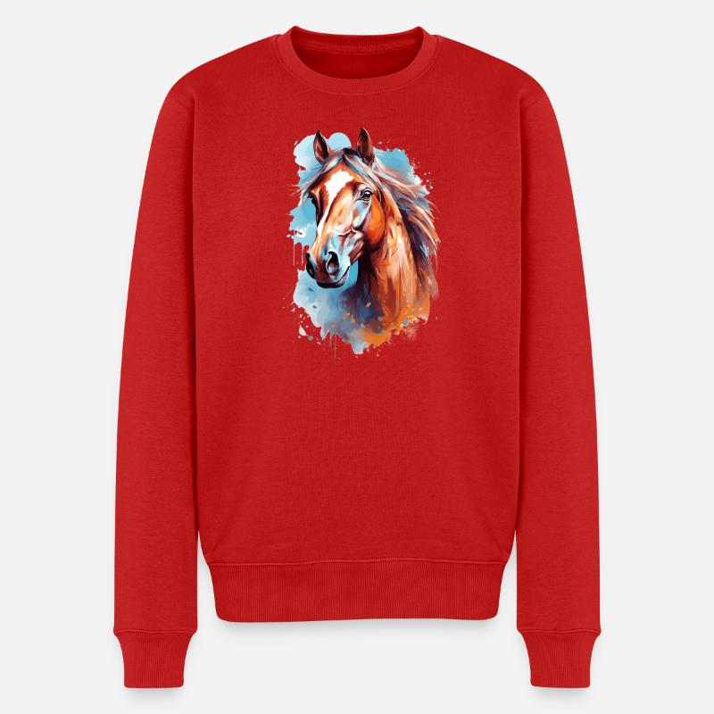 Conception du cheval Aqaurell - Pull Premium bio Homme - rouge