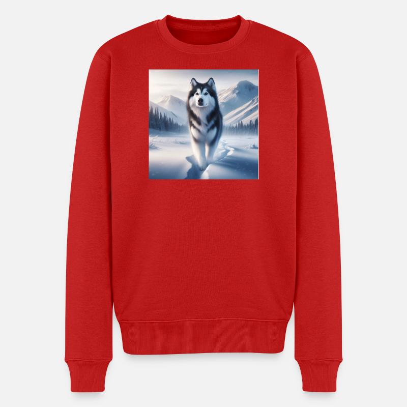 Schlittenhund - Männer Premium Bio Pullover - Rot