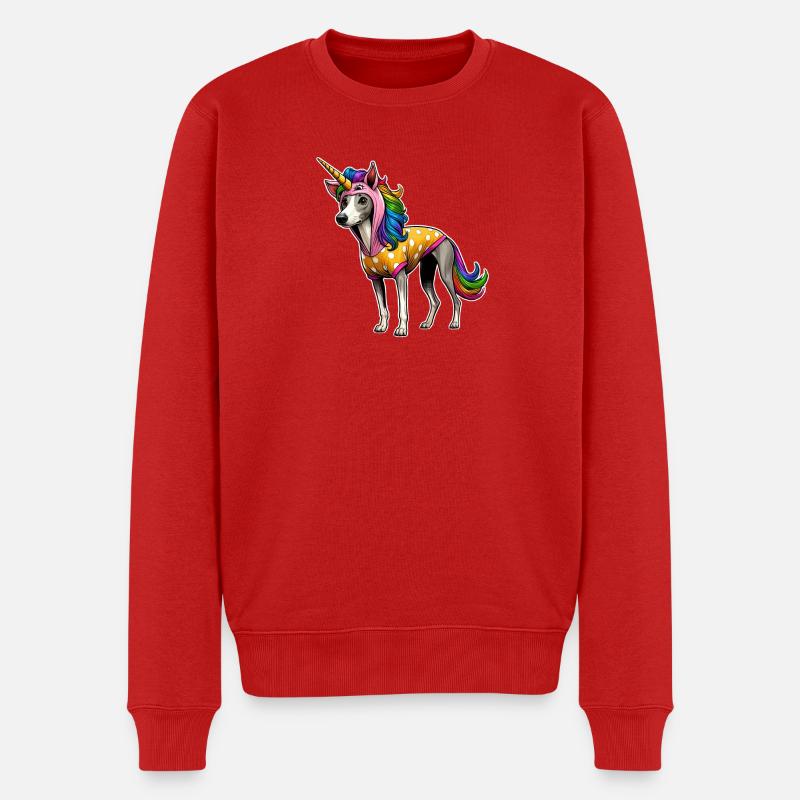 Whippet im Einhorn-Anzug - Männer Premium Bio Pullover - Rot