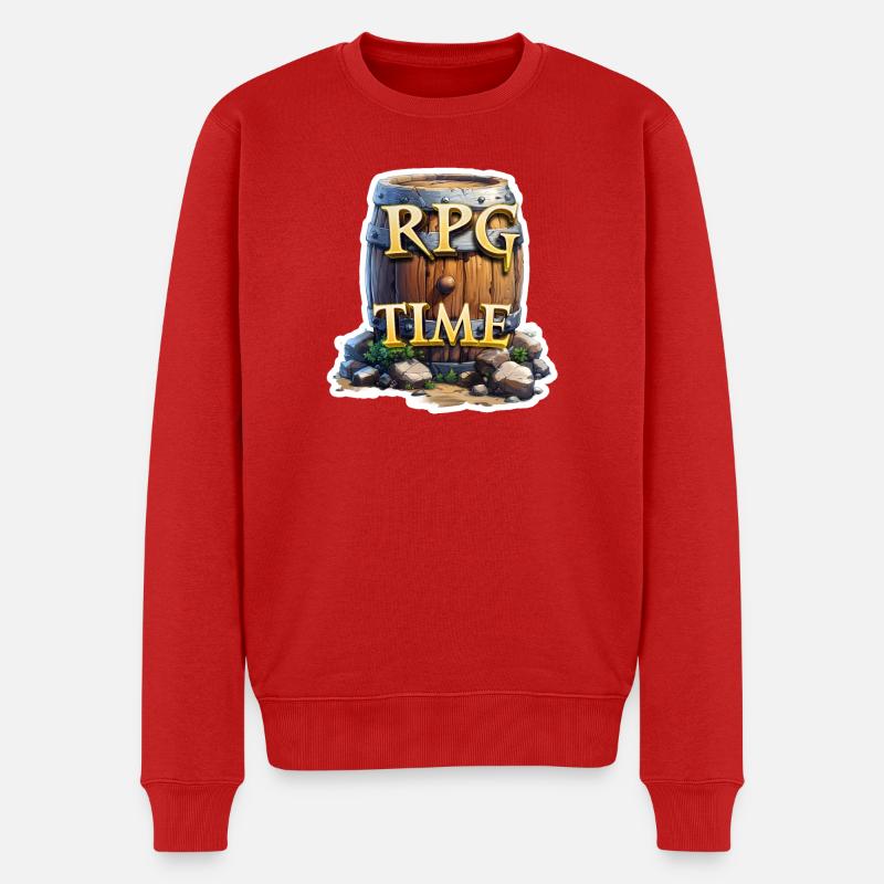 RPG Time Rollenspiel Fass mit Bier - Männer Premium Bio Pullover - Rot