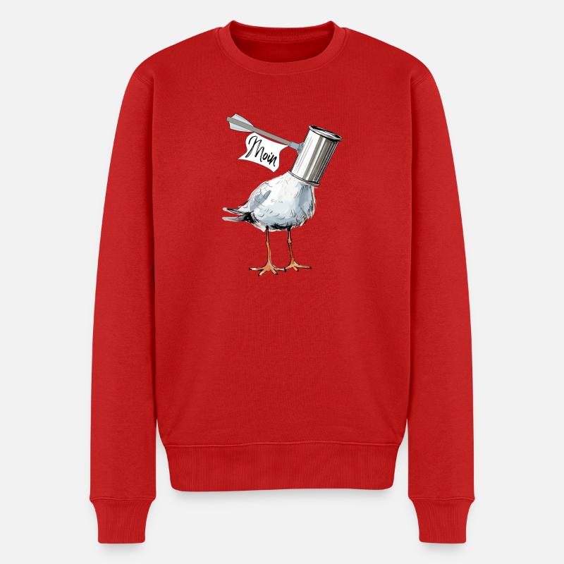 Möwe Moin lustiges Motiv Hamburg Bremen Dialekt - Männer Premium Bio Pullover - Rot