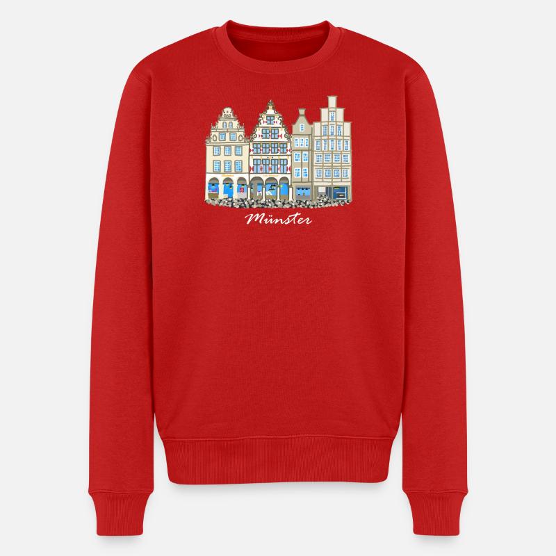 Münster Prinzipalmarkt, Häuserzeile, Deutschland - Männer Premium Bio Pullover - Rot