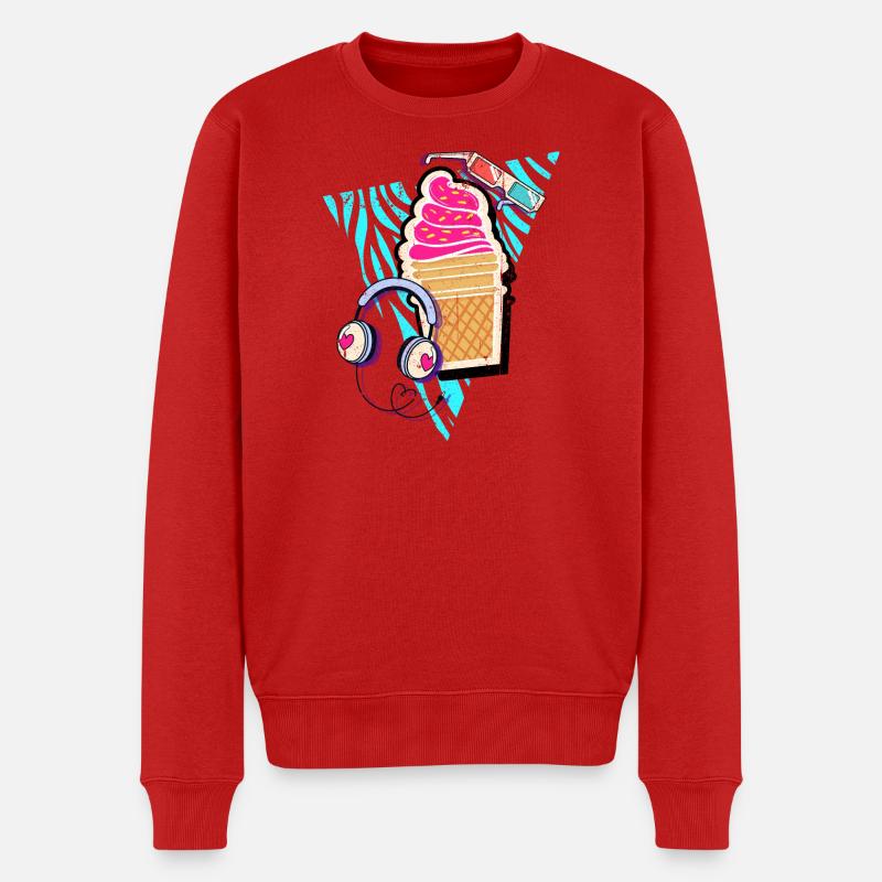 Musik und Gelato Eis - Männer Premium Bio Pullover - Rot