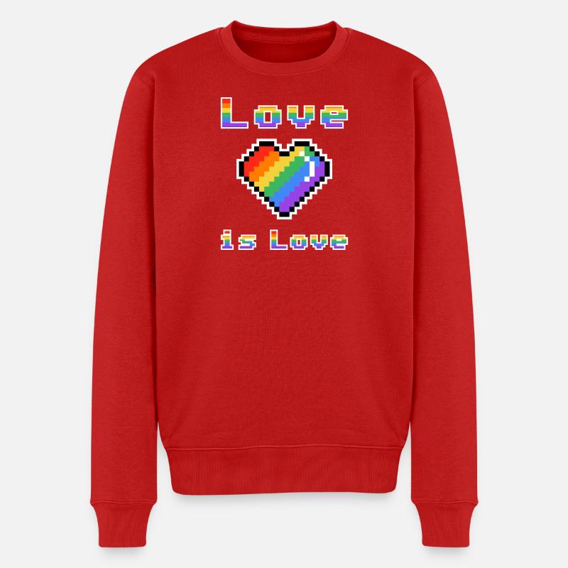 Pixel Cœur Arc-en-ciel Amour - Pull Premium bio Homme - rouge