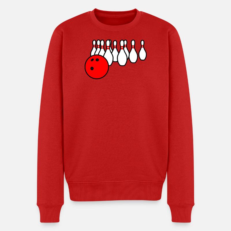 Bowlingkugel mit Pins - Männer Premium Bio Pullover - Rot