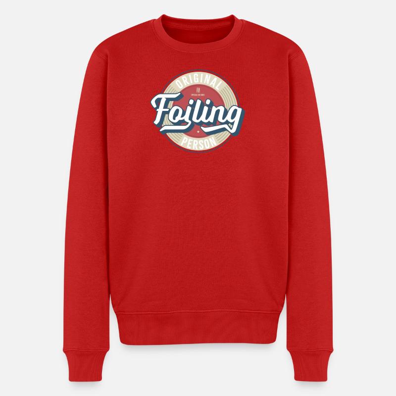 Foiling Label - Männer Premium Bio Pullover - Rot