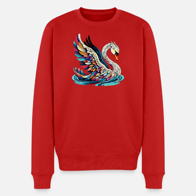 Schwan - Männer Premium Bio Pullover - Rot