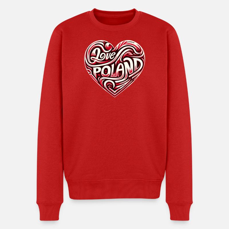 Polen, ich liebe Polen - Männer Premium Bio Pullover - Rot