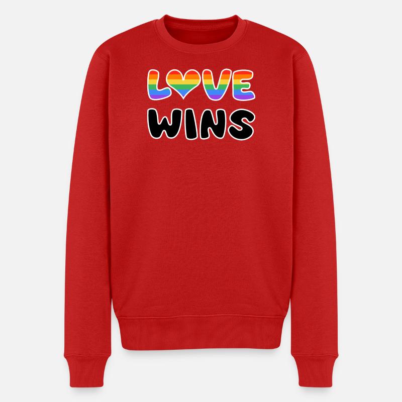 Liebe siegt im Regenbogen-Design - Männer Premium Bio Pullover - Rot