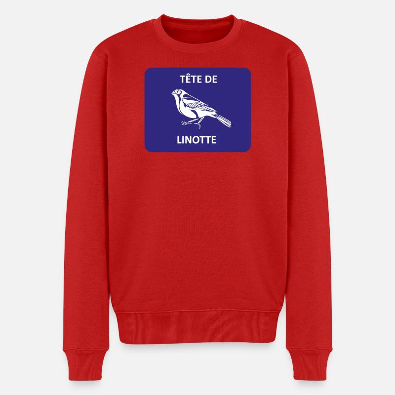 Hänfling-Kopf - Männer Premium Bio Pullover - Rot