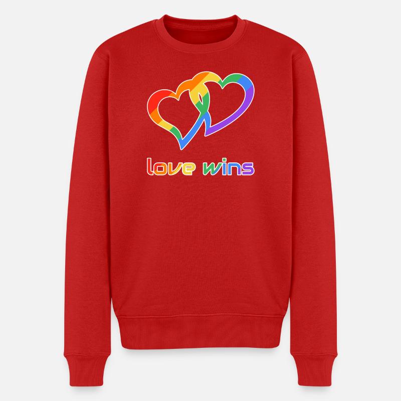 Regenbogenherzen Liebe gewinnt - Männer Premium Bio Pullover - Rot