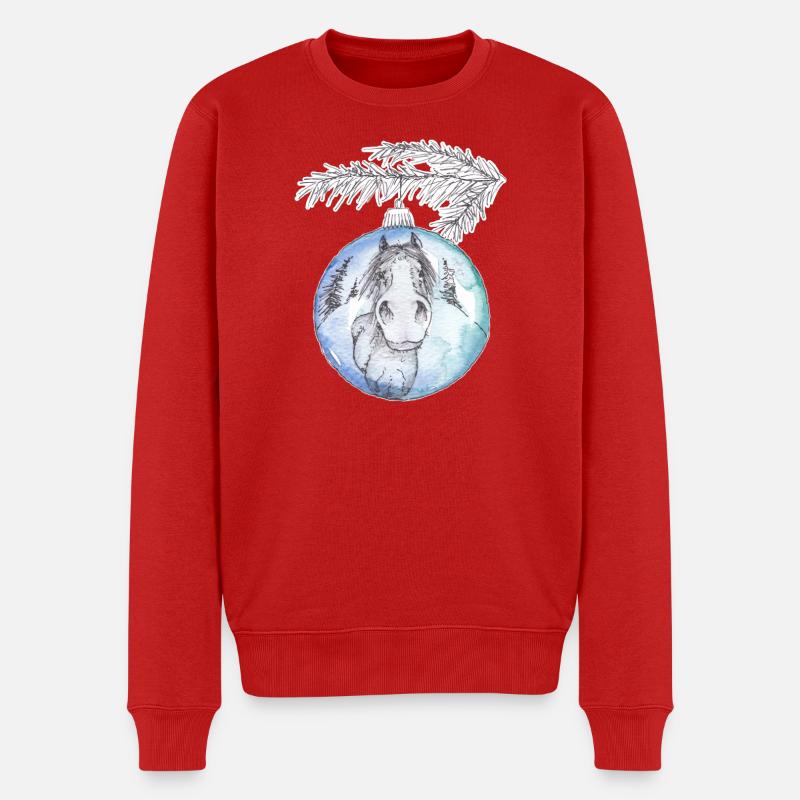 Weihnachtskugel Merry Christmas blau Pferd - Männer Premium Bio Pullover - Rot