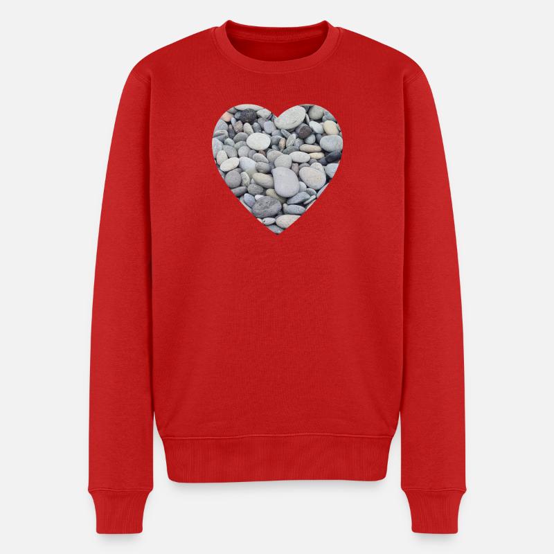 Kieselherz aus Steinen - Männer Premium Bio Pullover - Rot
