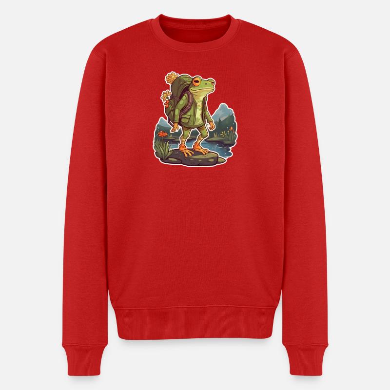 Trailbound Frog Adventurer Mountains - Männer Premium Bio Pullover - Rot