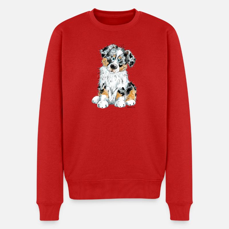 Australian Shepherd Hund Aussie - Männer Premium Bio Pullover - Rot