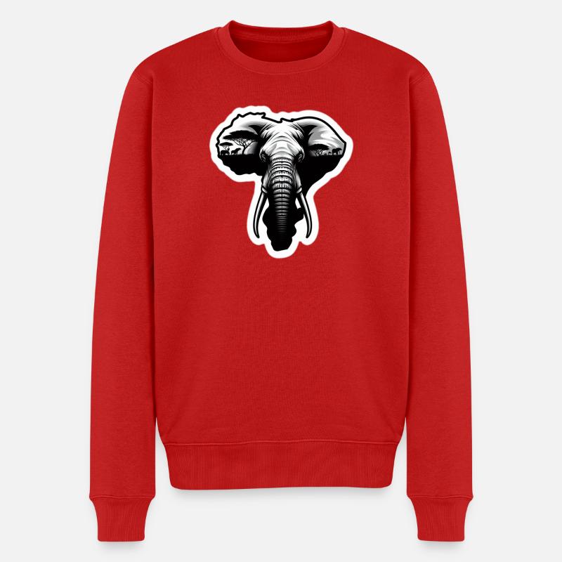 Majestätischer Afrikanische Elefant - Männer Premium Bio Pullover - Rot