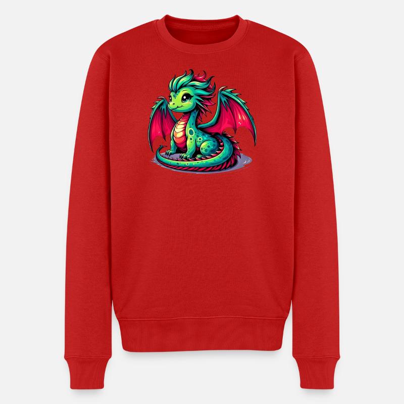 Drache - Männer Premium Bio Pullover - Rot