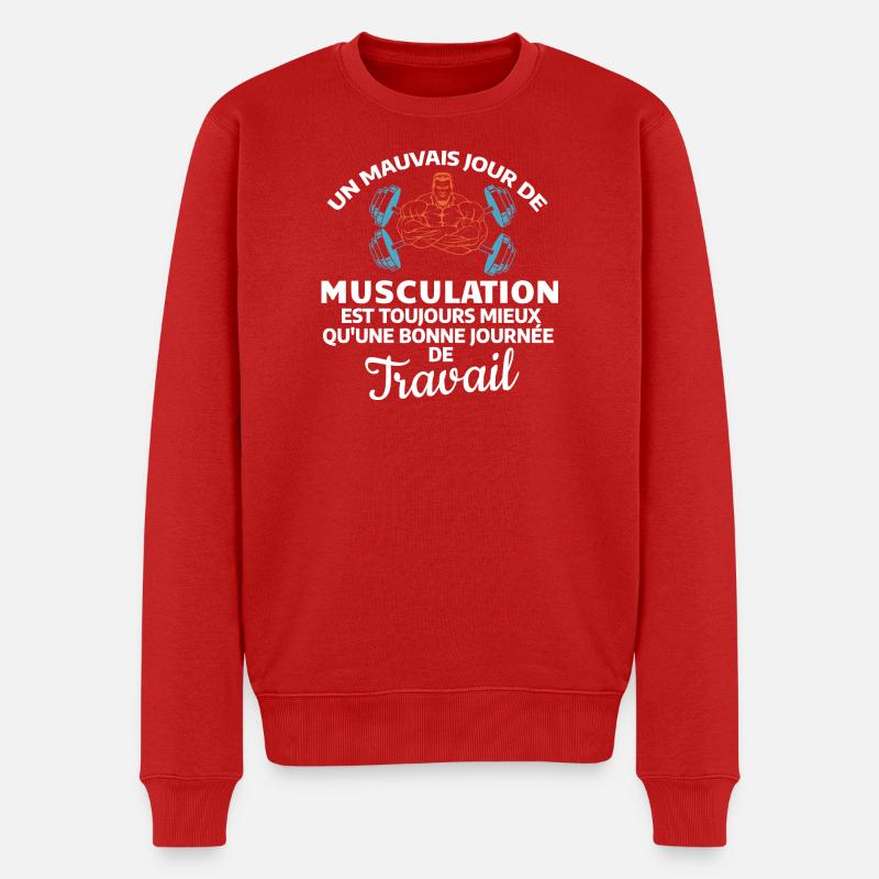 Force et Motivation Musculation - Pull Premium bio Homme - rouge