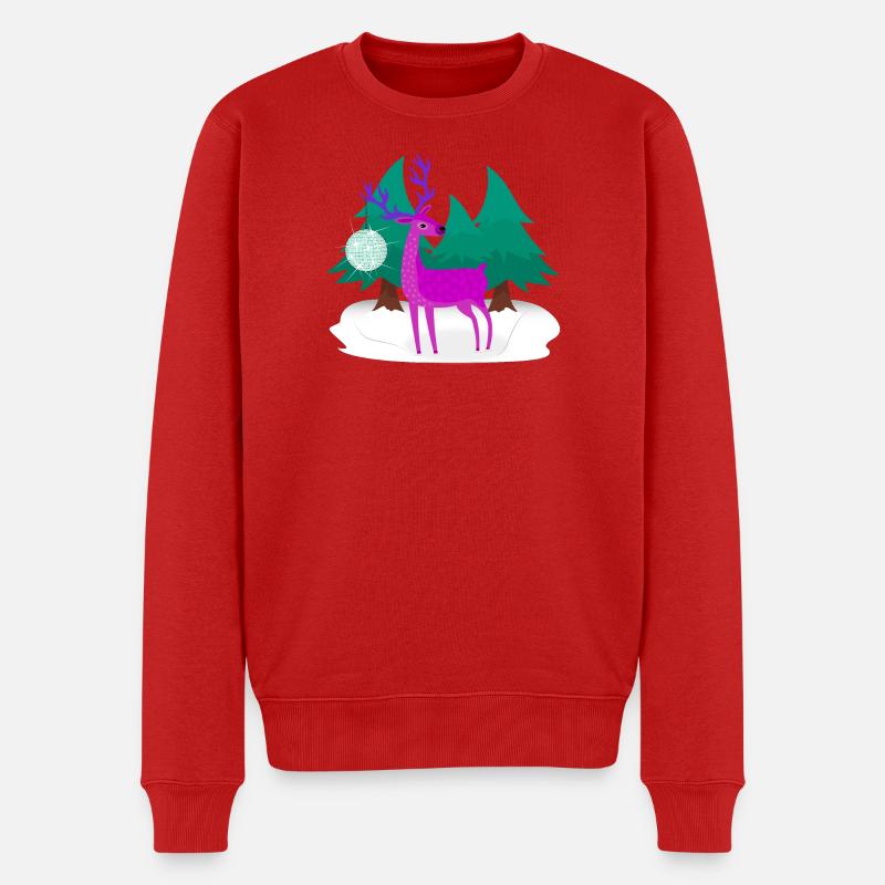 Weihnachtshirsch - Männer Premium Bio Pullover - Rot
