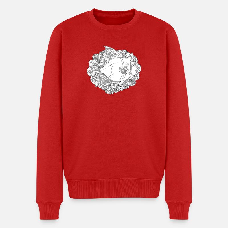 Fisch Pazifischer Ozean Koralle - Männer Premium Bio Pullover - Rot