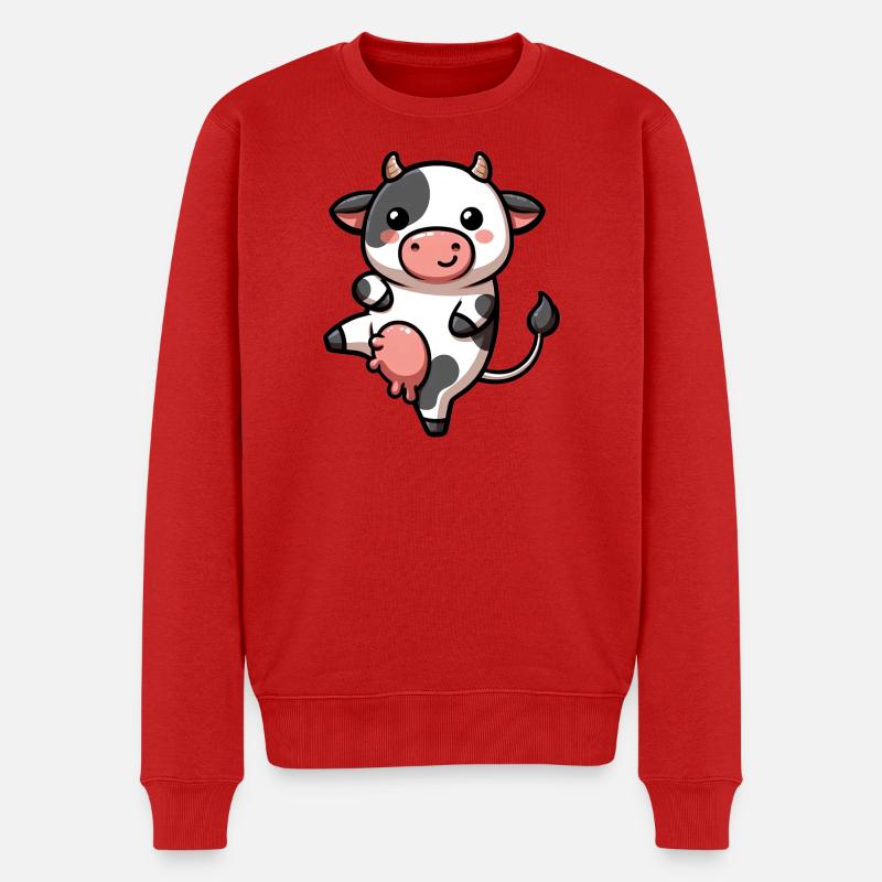 Kuh - Männer Premium Bio Pullover - Rot