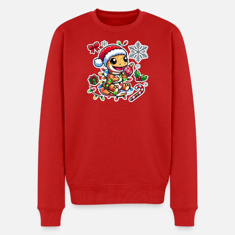 Gecko de Noël Glam - Pull Premium bio Homme - rouge