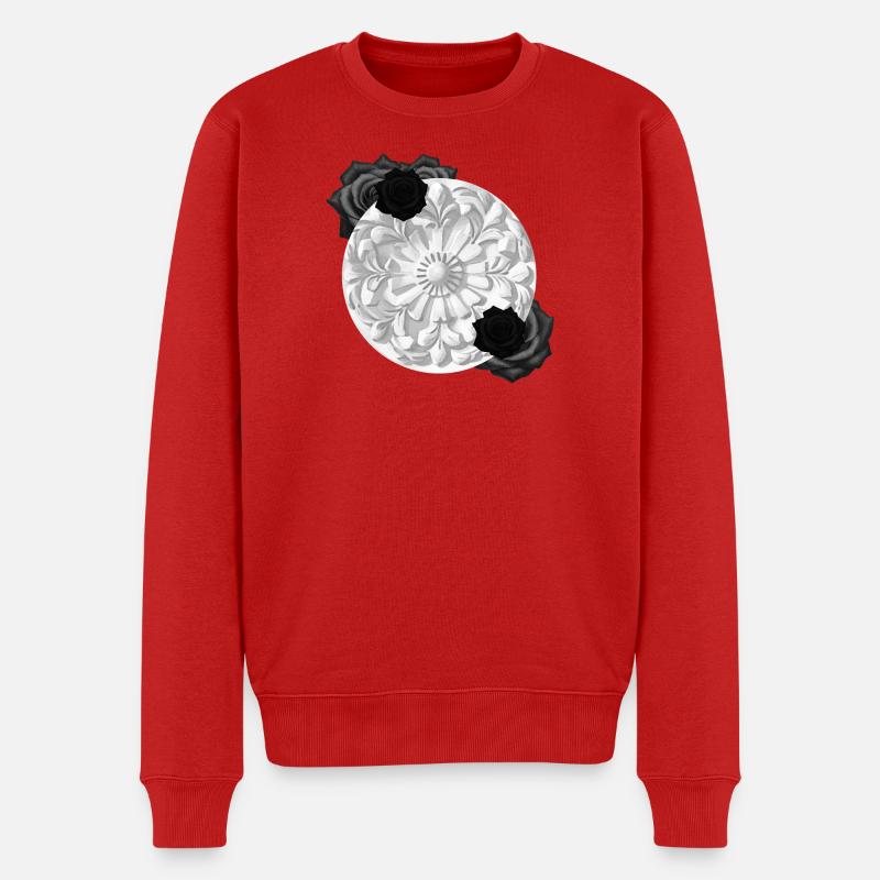 Grabstein Ornament, Rosenblüte, goth - Männer Premium Bio Pullover - Rot