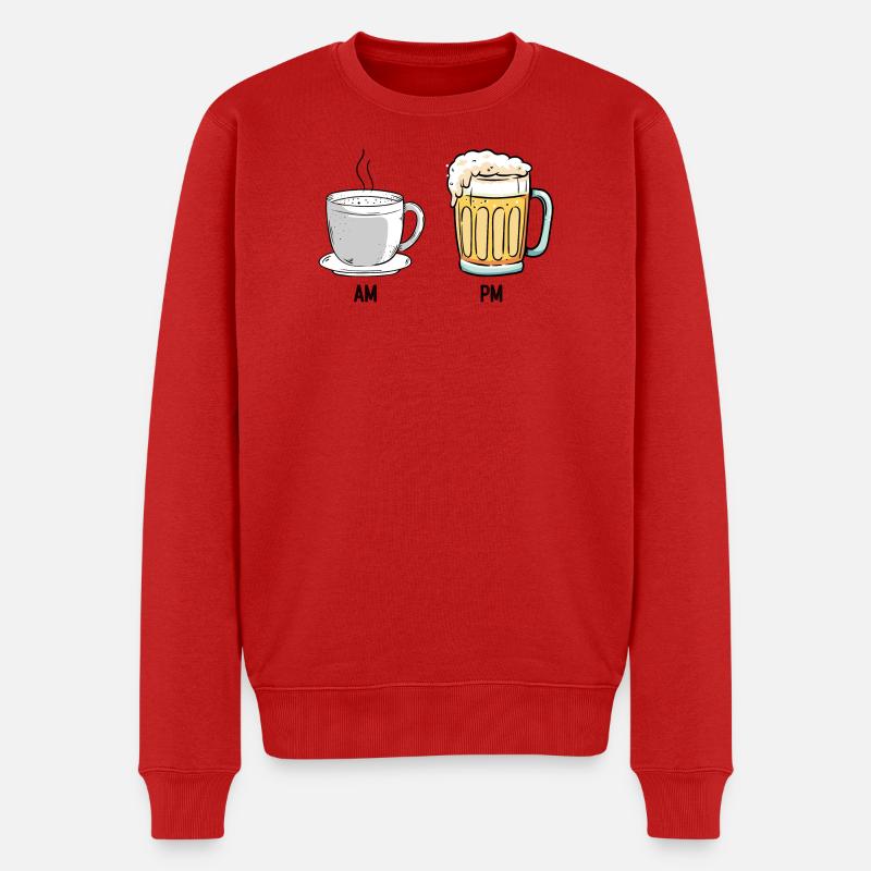 Kaffee und Bier Duo Illustration - Männer Premium Bio Pullover - Rot