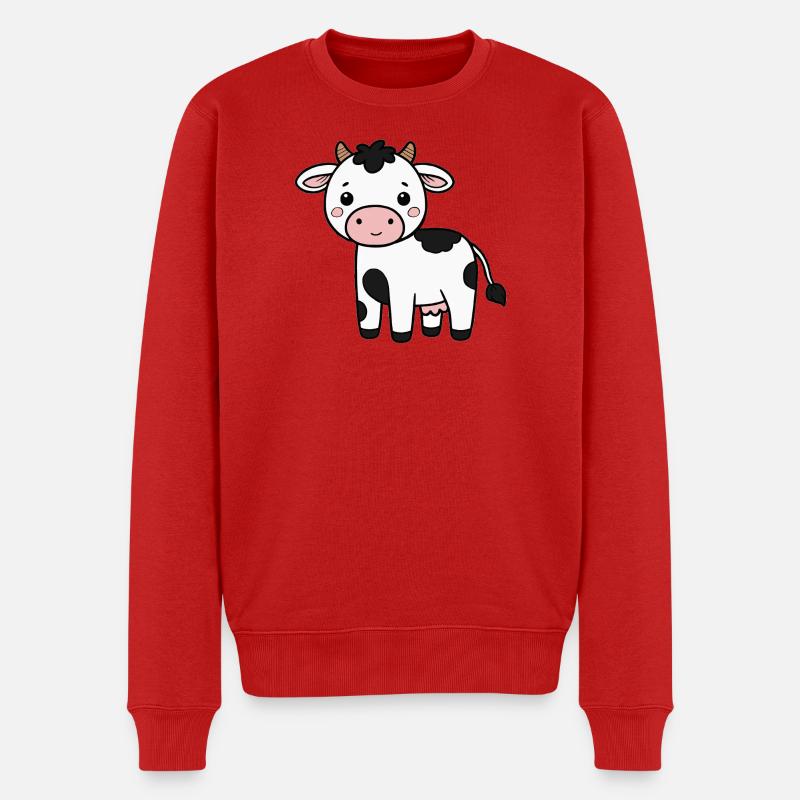 Kuh Kühe - Männer Premium Bio Pullover - Rot