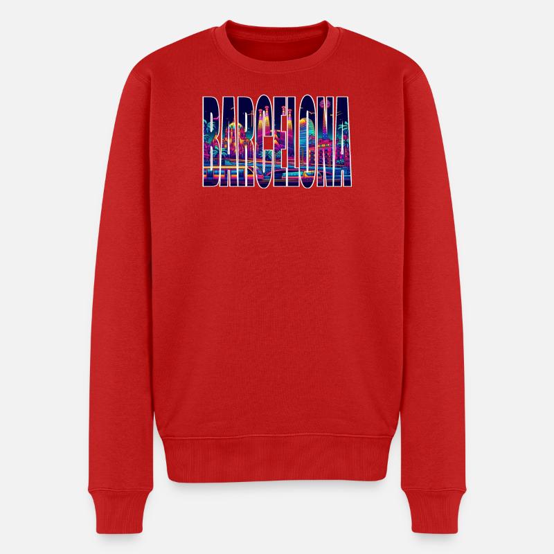 Barcelona - Pull Premium bio Homme - rouge