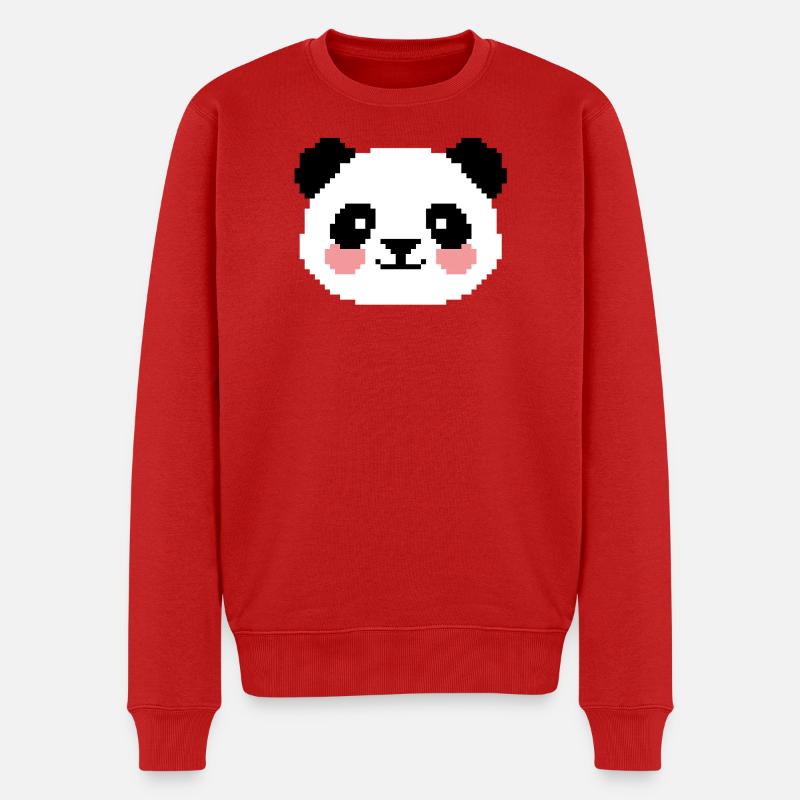 Panda 8 bits - Pull Premium bio Homme - rouge