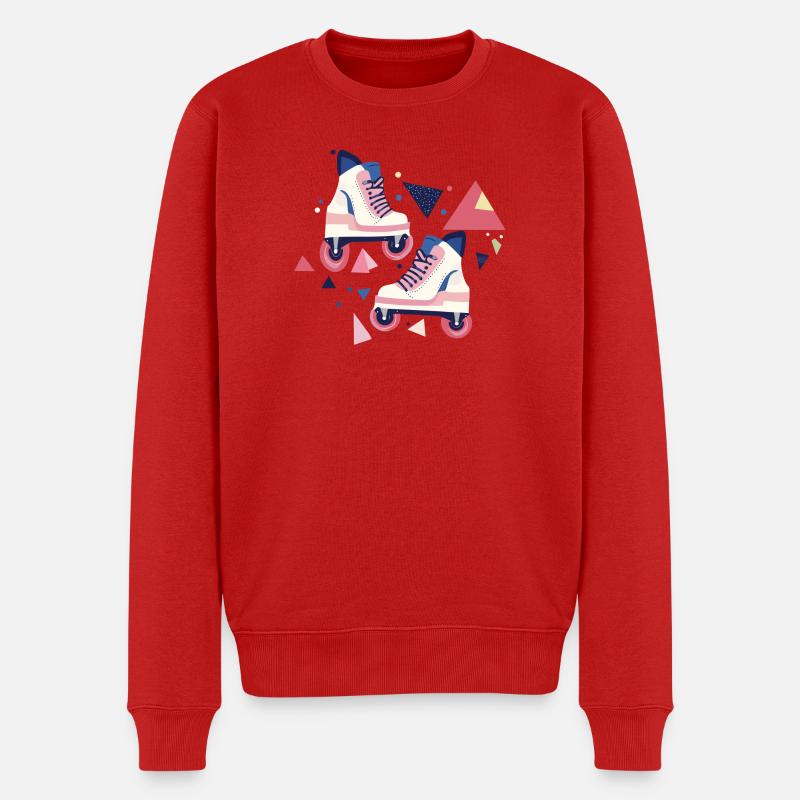 Rollschuhe mit 90er Jahren Muster - Männer Premium Bio Pullover - Rot
