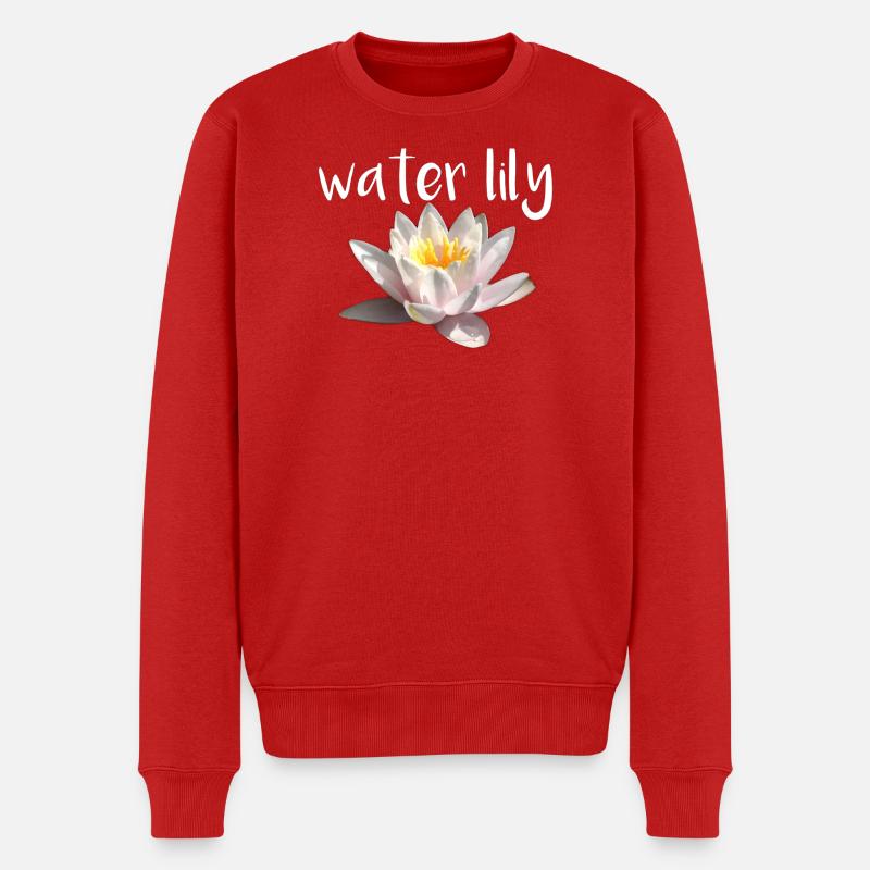 Wasserlilie florales Design - Männer Premium Bio Pullover - Rot