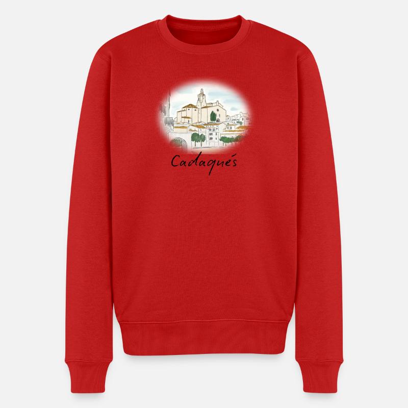Cadaqués Aquarell - Männer Premium Bio Pullover - Rot