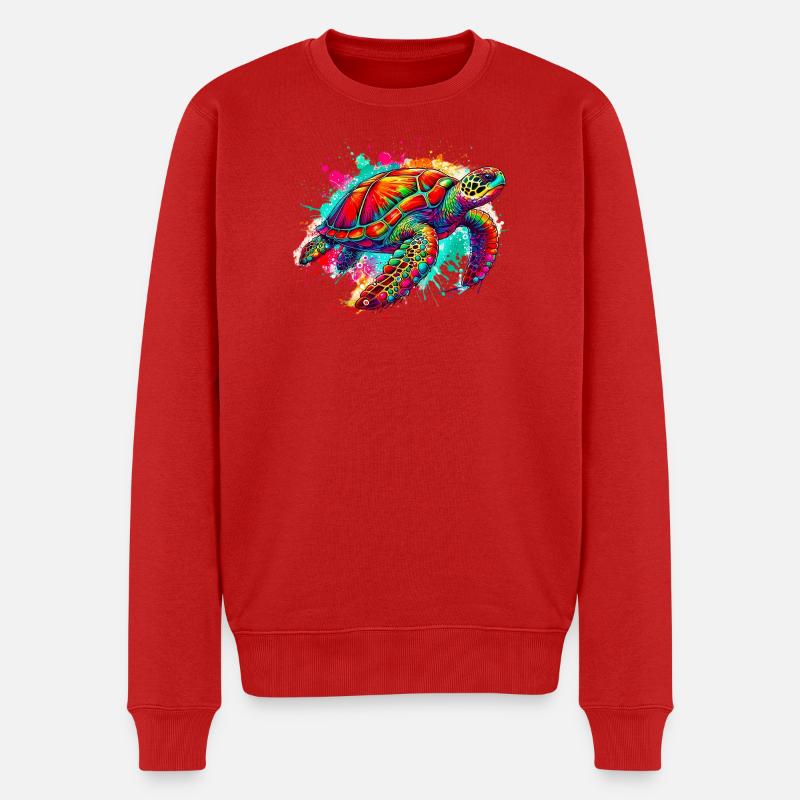 Schildkröte - Männer Premium Bio Pullover - Rot