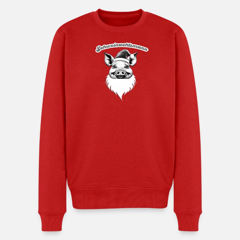 Schweinachtsmann – Lustige Weihnachtsidee - Männer Premium Bio Pullover - Rot