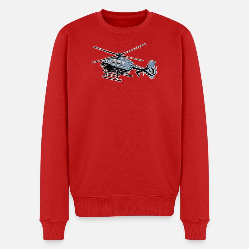 Hubschrauber - Männer Premium Bio Pullover - Rot
