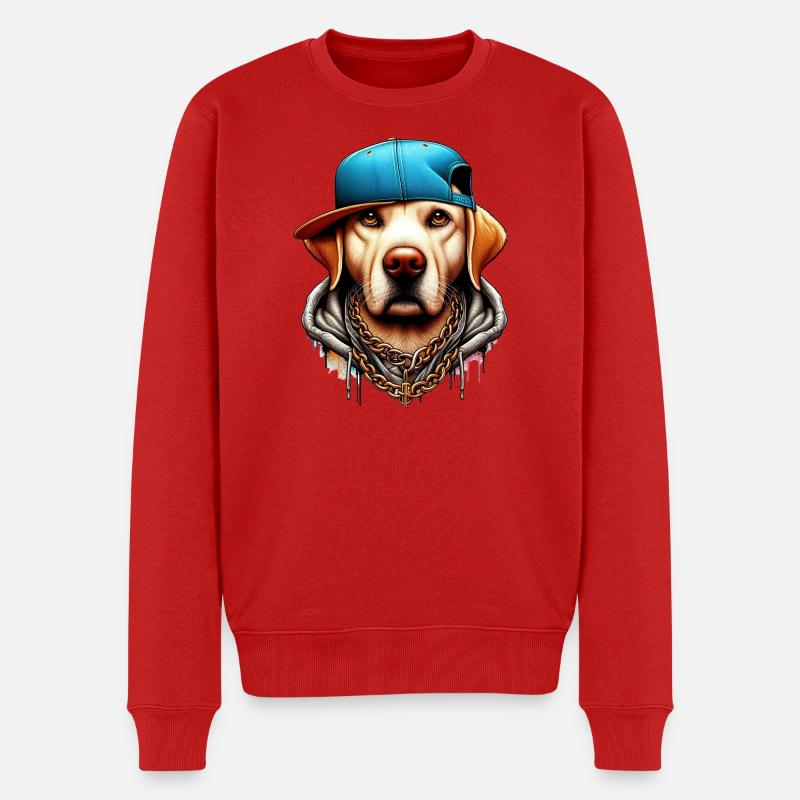 Hund - Männer Premium Bio Pullover - Rot