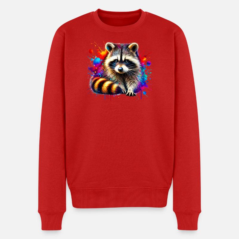 Waschbär - Männer Premium Bio Pullover - Rot