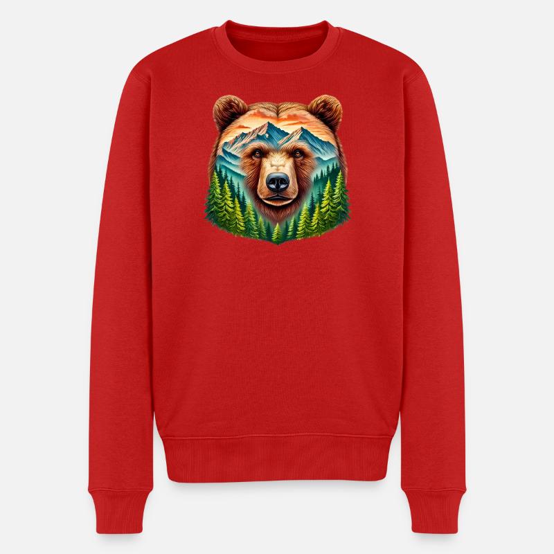 Bär - Männer Premium Bio Pullover - Rot