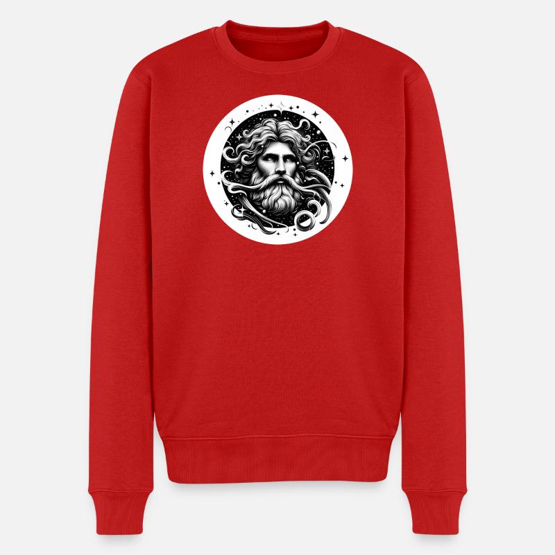 Kosmischer Sternenbart - Wassermann - Männer Premium Bio Pullover - Rot