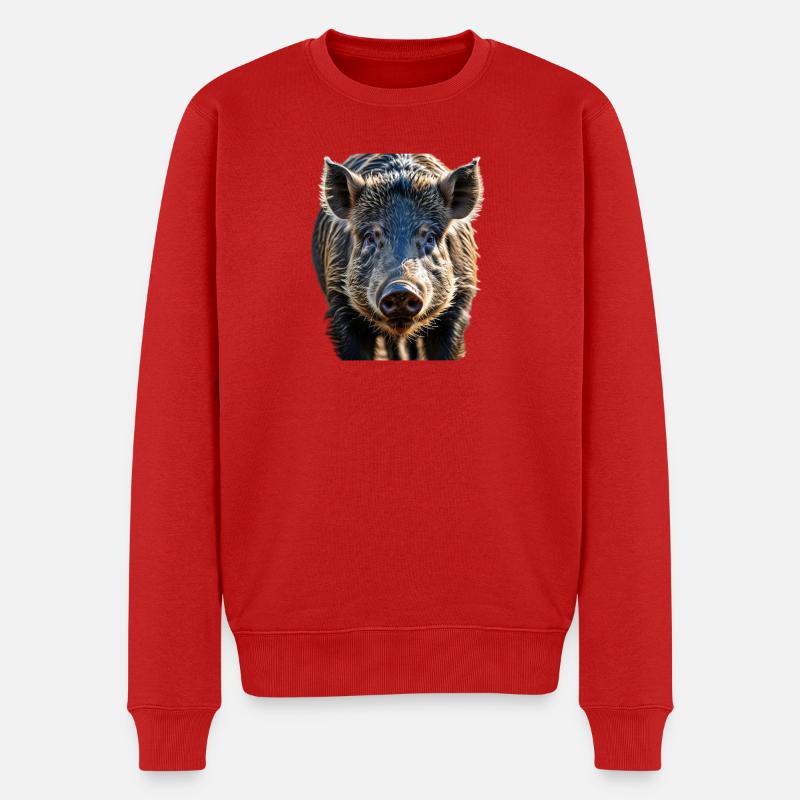 Wildschwein - Männer Premium Bio Pullover - Rot